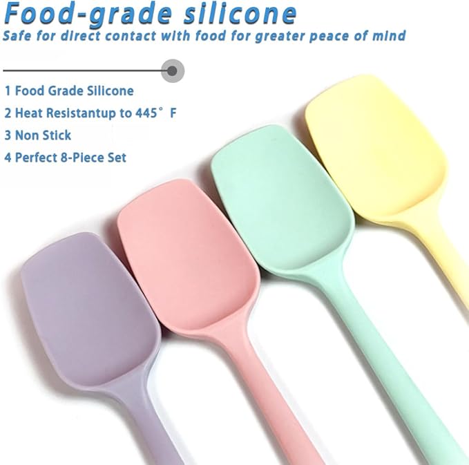 4 PCS,7.8Inch Silicone Spatulas Rubber Spatula Small Spatula Baking Mini Spatula Mixing Tool for Nonstick Cookware (4 colors)