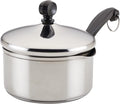 Farberware Classic Series Stainless Steel Straining Sauce Pan with Lid, 1-Quart Small Pot, Silver