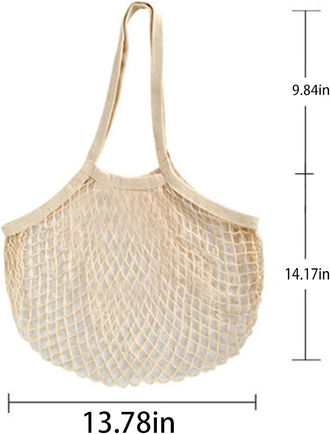 2 Pack Reusable Mesh Produce Bags with Cotton String Handles | Washable Breathable Eco-Friendly Grocery Storage for Fruits & Vegetables