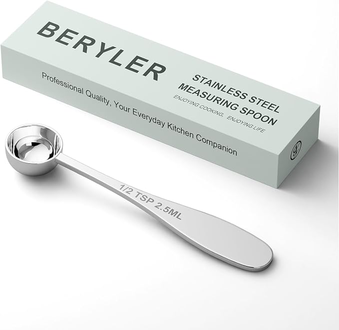 1PCS 1/2TSP(2.5ML) Measuring Spoon, 18/8(304) Stainless Steel Tablespoon | Precise, Food-Grade, ‌Rust-Free, Sturdy & Durable, Dishwasher-Safe