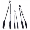 7/9/12 Inch Kitchen Tongs Set of 3, Cooking Tongs with Silicone Tips | For Cooking/Serving/Grilling | Heat-Resistant | Food-Grade Material | Dishwasher Safe | Black
