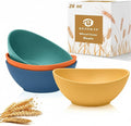 Wheat Straw Bowls Set 26 OZ, Unbreakable Cereal Bowl 4 Pack, Bowls for Kitchen, Microwave Safe Plastic Bowls Reusable, Serving Bowls Set for Dinner, Cereal, Salad, Oatmeal, Soup (Matte Multi)