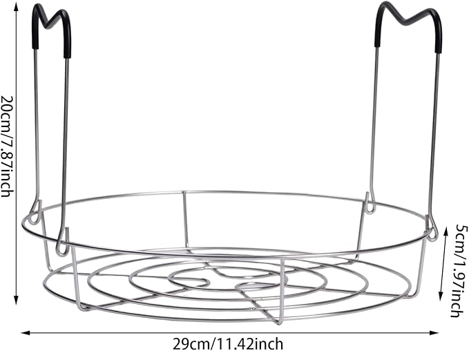 12in Stainless Steel Canning Rack, Heat Resistant Silicone Handles | Silver Stainless Steel Canning Rack for Regular Mouth and Wide Mouth jar, Holds 6 Quart or 7 Pint Jars in Pressure Canner Pot