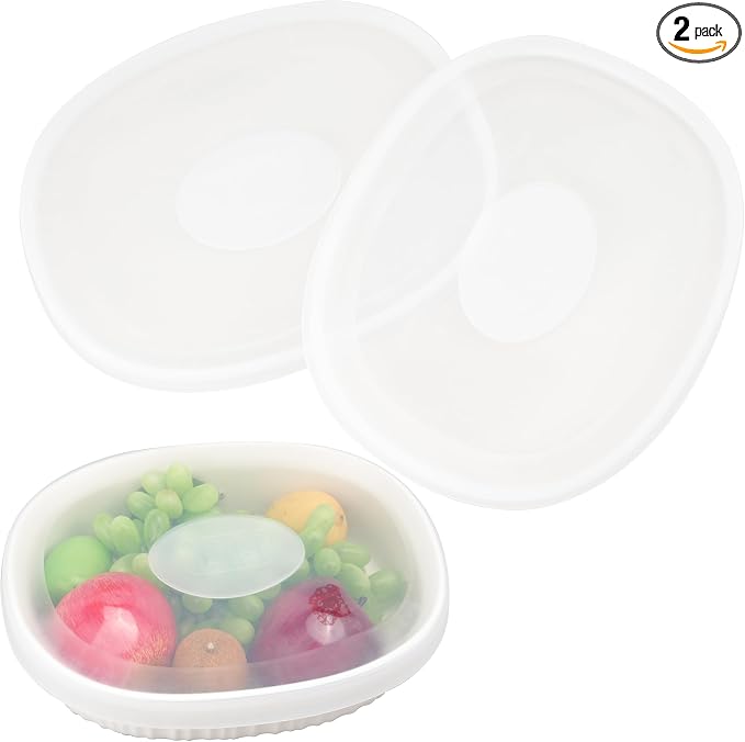 Silicone Lids for CorningWare 2.5 QT Oval Casserole Dish, 2 Pack Reusable Covers for CorningWare F-2-PC Oval French White Baking Dish (Dish not Included) Dishwasher & Microwave & Freezer Safe