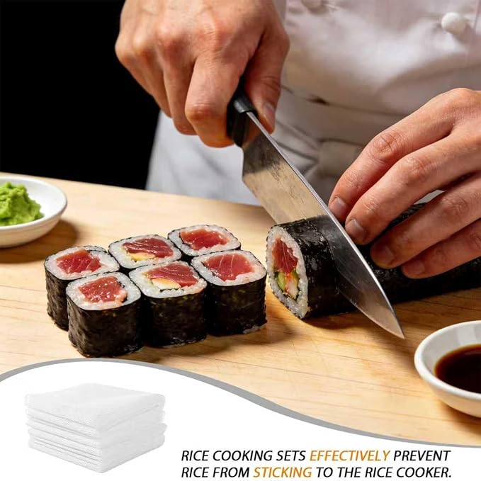 4 Pack 45.3"x 39.4" Sushi Rice Cooking Net | Non-Stick Rice Cooker Napkin, Fine Mesh Rice Cooker Napkins, Cooking Rice Steamer Cloths for Homes, Restaurants, Camping