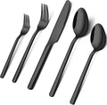 Black Silverware Set, 30 Piece Flatware Set for 6, 18/10 Stainless steel Cutlery Set for Home Kitchen and Restaurant