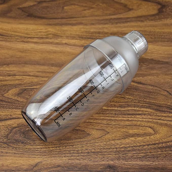 Plastic Cocktail Shaker, Hand Drink Mixer Boba Tea Shaker Cup with Scales,Bar Tool Transparent (24 oz / 700cc)