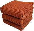 Cinnamon Maroon Rust Kitchen Dish Towels, Set of 3, 100% Cotton, 18" x 28" | Terry Loop Ribbed Textured, Soft & Absorbent Cleaning Cloth, Quick Dry, Multipurpose for Everyday Use