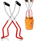 Canning Jar Lifter Tongs, Stainless Steel Jar Lifter with Rubber Grips, Canning Tools, Canning Supplies for Home Kitchen, Red