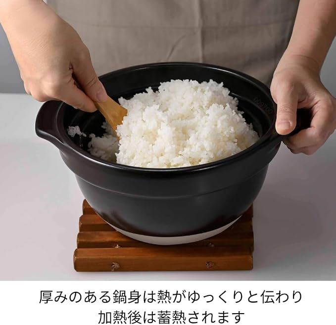 HARIO GNR-200-B-W Rice Pot with Glass Lid, Visible Contents, Heat Resistant Glass, Gift, Made in Japan