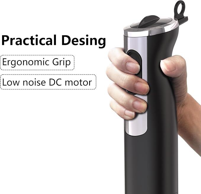 Immersion Blender, Corded Electric Stick Mixer, 1000W Motor, 12 Adjustable Speeds, Comes with a Measuring Cup, Suitable for Baby Food, Purees, and Soups