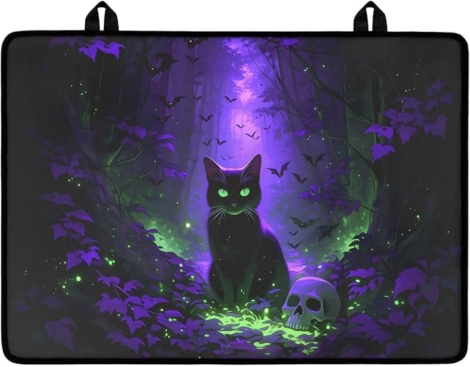 Gothic Black Cat Stove Top Covers for Gas Burners, Wear Resistant Electric Stove Top Cover, Anti Scalding Flat Range Stovetop Protector, Thick Dish Drying Mat, Easy to Clean