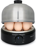 VOBAGA Rapid Egg Cooker, Electric Egg Boiler and Steamer Machine, 9 Egg Capacity, Stainless Steel, Auto Shutoff with Silent Timer, 400W (Black)