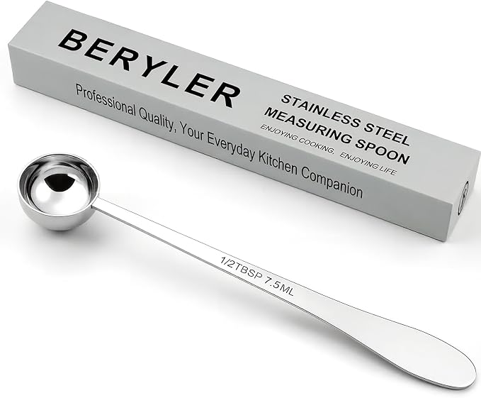 1PCS 1/2Tablespoon(1/2tbsp, 7.5ml) Extra-long Handle Measuring Spoon | 18/8(304) Stainless Steel, Food-Grade, High Precision, Durable, ‌Rust-Free, Dishwasher-Safe, Easy-Read Marking
