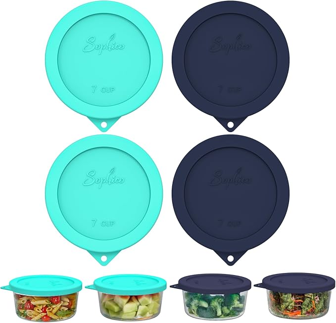 SOPHICO 7Cup Round Silicone Lid Replacement for Pyrex&AnchorHocking 7402-PC | Food Grade Silicone, Leakproof、Airtight Lids, Dishwasher Microwave Safe