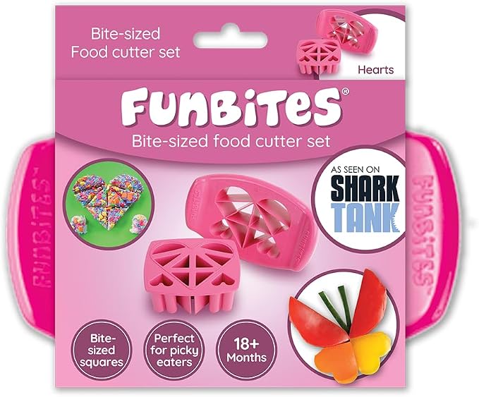 Sandwich Cutter for Kids Lunch, Crustless Bento 2-Pc Set, 1 Pack | Pink Hearts food cutter for toddlers, bite-size uncrustable shapes, bento lunch accessory, BPA-free, dishwasher safe
