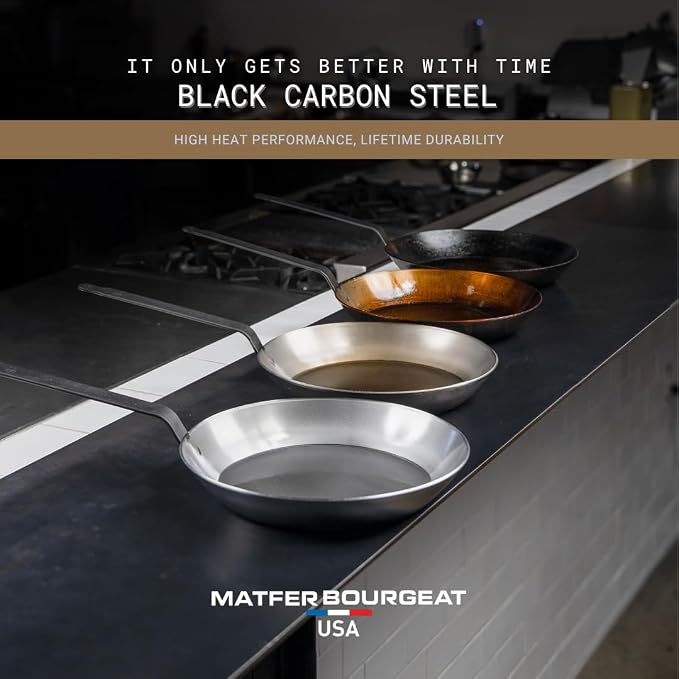 Matfer Bourgeat Black Carbon Steel Frying Pan, 10 1/8"