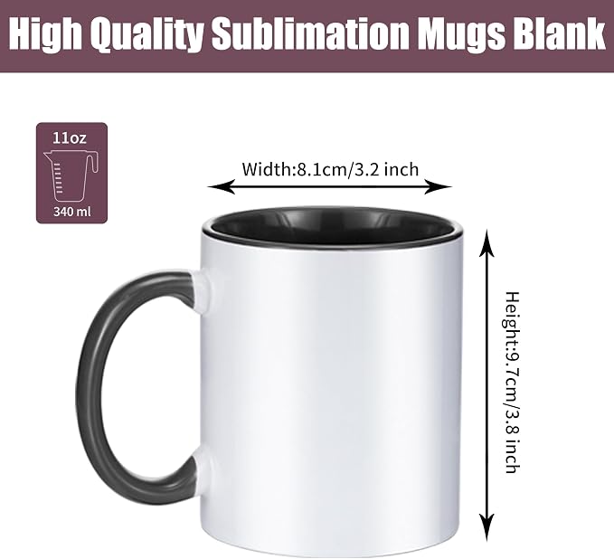 TANGLONG 11oz Tazas Para Sublimar Set of 12-6 White and 6 Black-with Box | Tazas Para Sublimar,Sublimation Blanks,6 White and 6 Black-Ceramic Cup,Heat Sensitive Coffee Mugs,Milk, Cocoa,homemade gifts