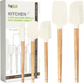 Silicone Spatula Set, Food Grade Rubber Spatula-5 Piece Nonstick Rubber Spatulas, Spoonula, Jar Scraper for Cooking, Baking, Mixing, Frosting - Heat Resistant Up to 600°F (5 Pcs Off-White)
