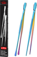 12 Inch Metal Chef Tweezers For Cooking, Rainbow Stainless Steel Cooking Tongs Set Of 2, Colorful Pickle Grabber, Long Pasta Tongs