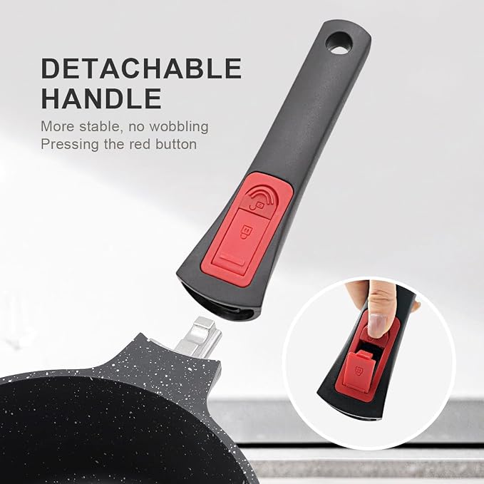 2 Qt Nonstick Saucepan with Lid, Sauce Pot with Pour Spout, Black | Detachable Handle, Suitable for All Stoves, Including Induction, Oven Safe, PTFE & PFAS & PFOA Free