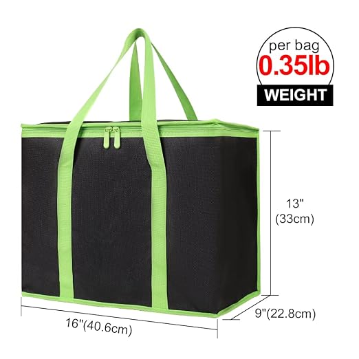 Bodaon 5-Pack Cooler Insulated Food Delivery Bag, Thermal Hot Pizza, X-Large Bags for Grocery/Catering/Shopping, Rideshare Delivery Bag, Large Cold Frozen Accessories, Black-Green Edge