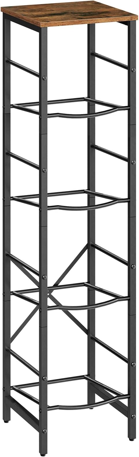 HOOBRO Water Jug Rack, Water Bottle Holder, 5 Gallon Water Jug Rack, 4-Tier Water Cooler Storage Rack, Water Dispenser Stand, for Kitchen, Living Room, Office, Rustic Brown and Black BF02ST01