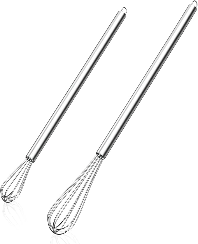 NileHome Mini Whisks Stainless Steel Whisk Set 9" 11"Kitchen Small Wisk Balloon Wire Tiny Whisks for Cooking, Whisking, Blending, Beating, Stirring 2 Pack