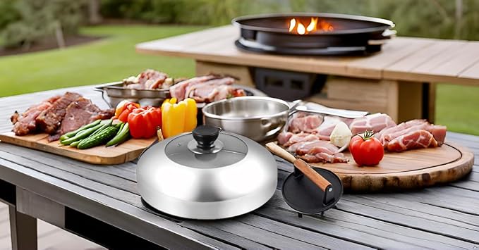 5.7inch Heavy Duty cast Iron Smash Burger Press Grill Press Burger Smasher Indoor Outdoor Griddle Accessories and 11inch Visual Melting Dome Cover