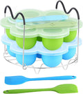 7PCS Silicone Egg Bites Mold Set with Steamer Rack for 6qt 8qt Instant Pot | Includes 2 Spoons and 2 Spatulas for Meal Prep, Breakfast Recipes, Steaming, Baking, and Convenient Homemade Egg Snacks