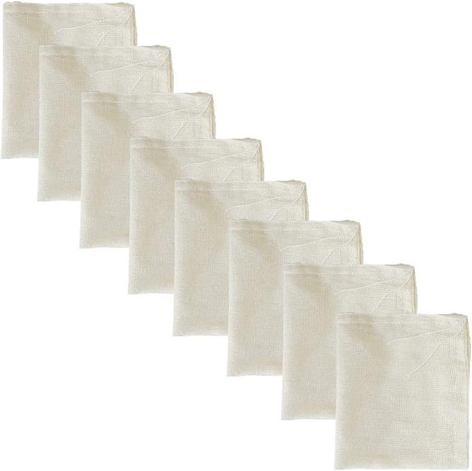 Cheesecloth Bags for Straining,Reusable Cold Brew Coffee Cheese Cloths Strainer,Large Nut Milk Tea Juice Bag,100% Natural Cotton Fine Mesh Filter Bags (Small, 8 Pack)