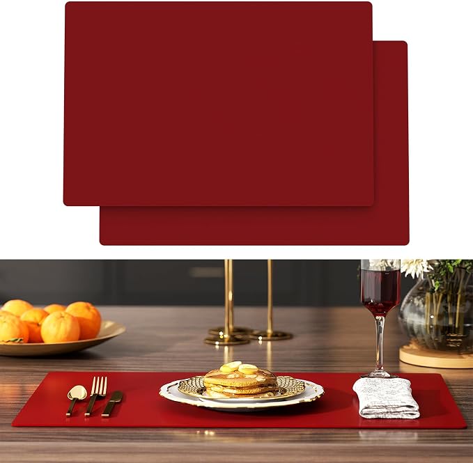 2-Pack Silicone Counter Mats 24”x16”,Red | 1.5mm thick silicone counter protector, heat resistant & non-slip. Works for air fryer, hot pots, pans and coffee maker.