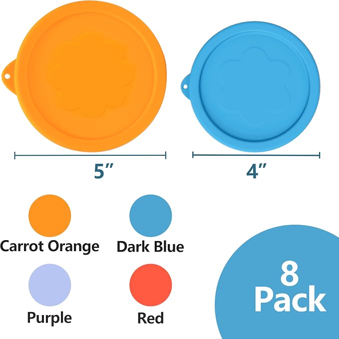 LUVCOSY 1 Cup 2 Cup Round Silicone Replacement Lids for Pyrex 7202-PC, 7200-PC Glass Bowls, 8 Pack, Microwave & Dishwasher & Freezer Safe (Container not Included)