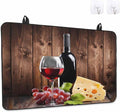 Stove Top Covers for Electric Stove 28.5x20.5 Inches,Red Wine Grapes HeatResistant Glass Cooktop Protector,Vintage Brown Wood Farmhouse Ceramic Stovetop Countertop Covers Mat, Oven Cover Kitchen Decor