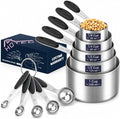 HOTEC 10-PACK Measuring Cups and Spoons Set, Kitchen Gadagets Cooking Baking,Heavy Duty & Dishwasher Safe for Dry and Liquid Ingredients,Black