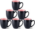 GBhome 16 oz Coffee Mugs Set of 6, Ceramic Coffee Cups- Pink