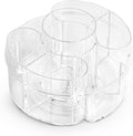 Masirs Small 360 Rotating Makeup Organizer, 5 Compartments, Round Clear | Small 360 Rotating Makeup Organizer, 5 Compartments, Acrylic Mini Lazy Susan, Vanity Bathroom Counter, Round Clear