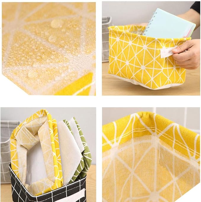 Tamicy Mini Storage Basket（Pack of 5） | Blend Storage Bins for Makeup, Book, Baby Toy,8x6x5.5 inch Home Decor Canvas Organizers Bag 8x6.3x5.1 inch