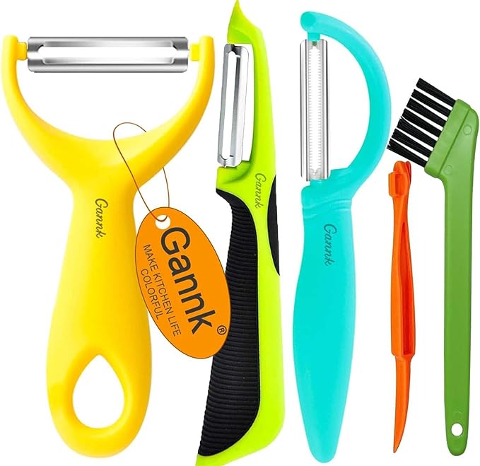 GANNK Vegetable Potato Peelers for Kitchen, Y Peeler for Apple Fruit Carrot Zucchini Cucumber Potatoes, Good Grip Veggie Peeler Makes Peeling Very Easy