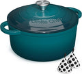 Umite Chef 7QT Enameled Cast Iron Dutch Oven with Lid & Cotton Potholders–Heavy-Duty Cookware for Bread Baking, Braising, Stews, Marinate, Cook(Emerald)