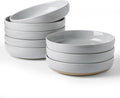 famiware Milkyway 33 oz Pasta Bowls Set of 8, Light Gray | Scratch-Resistant Stoneware Salad Bowls, Stackable, Dishwasher & Microwave Safe, Lead-Fre