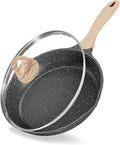 JEETEE 8" Nonstick Frying Pan Skillet Small Egg Pan with Lid Dual Spouts | Even Heating All Stove Compatible, Dual Spouts, PFOA PFOS Free, Cool Ergonomic Handle, Non Stick Omelet Cooking Fry Pan,Grey