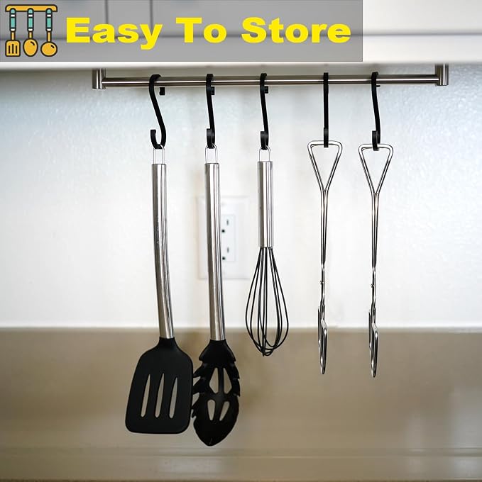 Hiash 11" Heavy Duty Stainless Steel Kitchen Scissor Tongs with Comfortable Ergonomic Grip, Heat Resistant Tongs for Cooking & BBQ, Set of 2