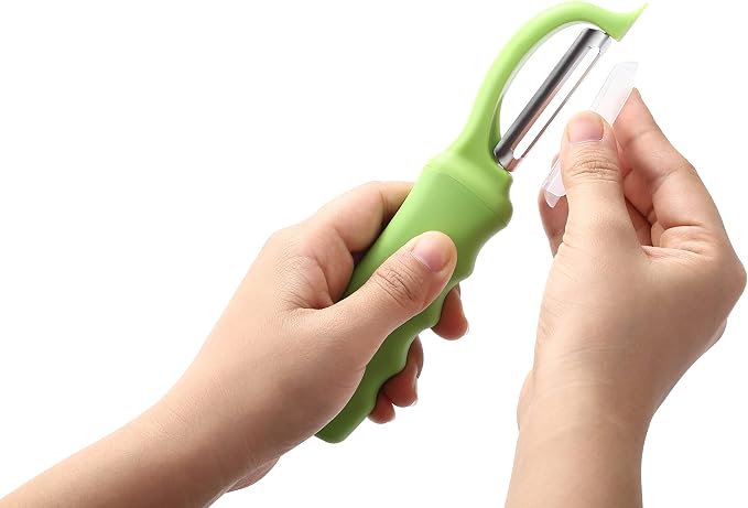 Spring Chef Swivel Vegetable Peeler with Soft Grip Handle, Set of 2, Green | Premium Potato Peeler w/ Ultra Sharp Stainless Steel Blades, Multifunctional Veggie Peeler for Apple, Carrot, Cucumber, Fruit