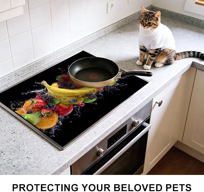 Mixed Fruit Splash Stove Top Cover 28.35x20.47in Colorful Kitchen | Mixed fruit splash stove top cover 28.35x20.47 in; colorful kitchen cooktop mat dishwasher safe machine washable year-round