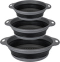 Collapsible Colander Set of 3, Silicone Food Foldable Strainer for Cooking Pasta, Vegetables and Fruit (3QT, 4QT and 5QT), Black