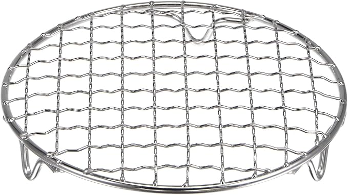 HARFINGTON Round Cooking Rack 6-inch 201 Stainless Steel Cross Wire Barbecue Grill Net with 20mm Legs for Cooking Baking Steaming BBQ