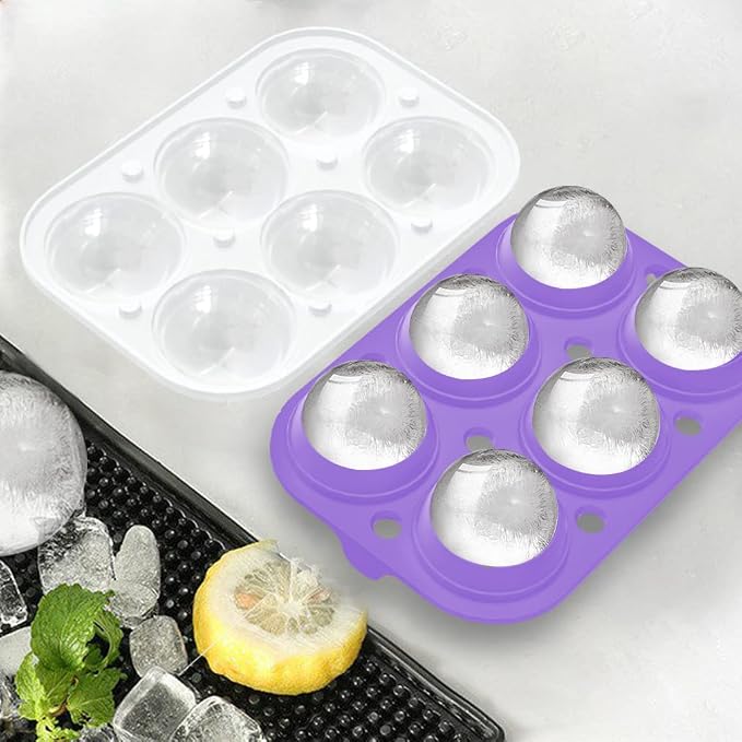2 Pack Ice Cube Tray, 2" Sphere Ice Ball Mold with Lid & Large Square Maker | Perfect for Whiskey, Cocktails, Bourbon, and Homemade Drinks, Creating Slow-Melting Ice That Keeps Beverages Chilled Longer