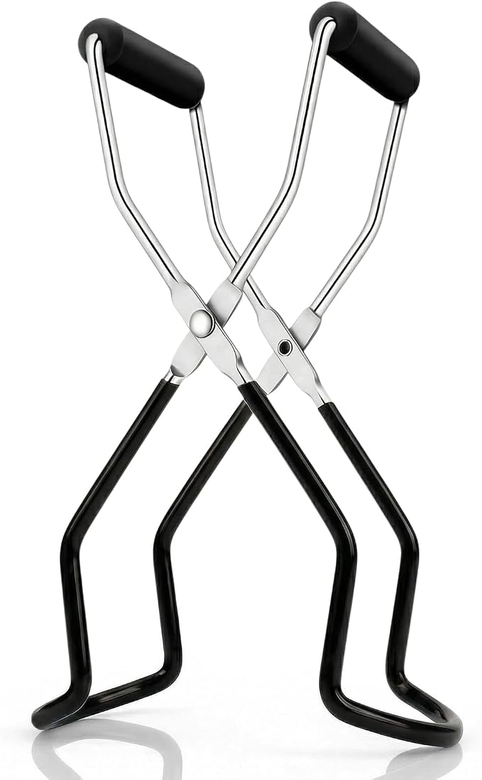 Canning Jar Lifter Tongs, Stainless Steel Jar Lifter with Rubber Grips, Canning Tools, Canning Supplies for Home Kitchen, Black