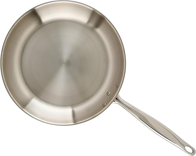 WINCO Tri-Ply Frying Pan, Silver | Induction compatible, Even heat distribution, Great for Sauteing, Searing, Frying and Restaurant Kitchens